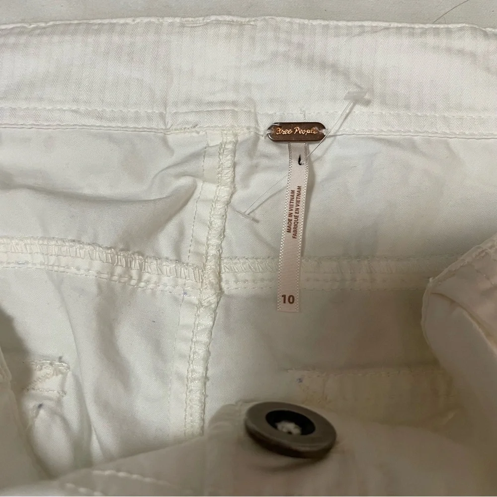New Free People Cotton Cargo Pants White Size 10
